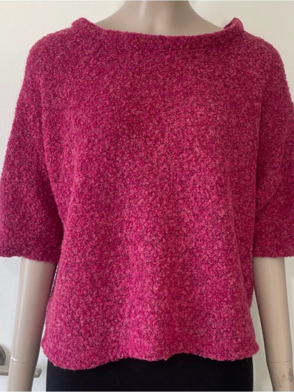 Anthropologie Piko 1988 Magenta Boxy Short Sleeve Sweater